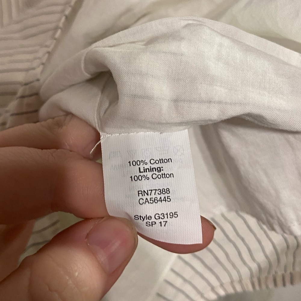 Madewell White Grey Striped Cold Shoulder Square Neck Shift Mini Dress 0 - Picture 9 of 11